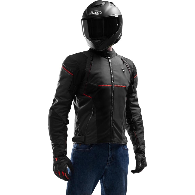 Giacca da motociclista Rebelhorn Swift nera-grigio scuro-rossa