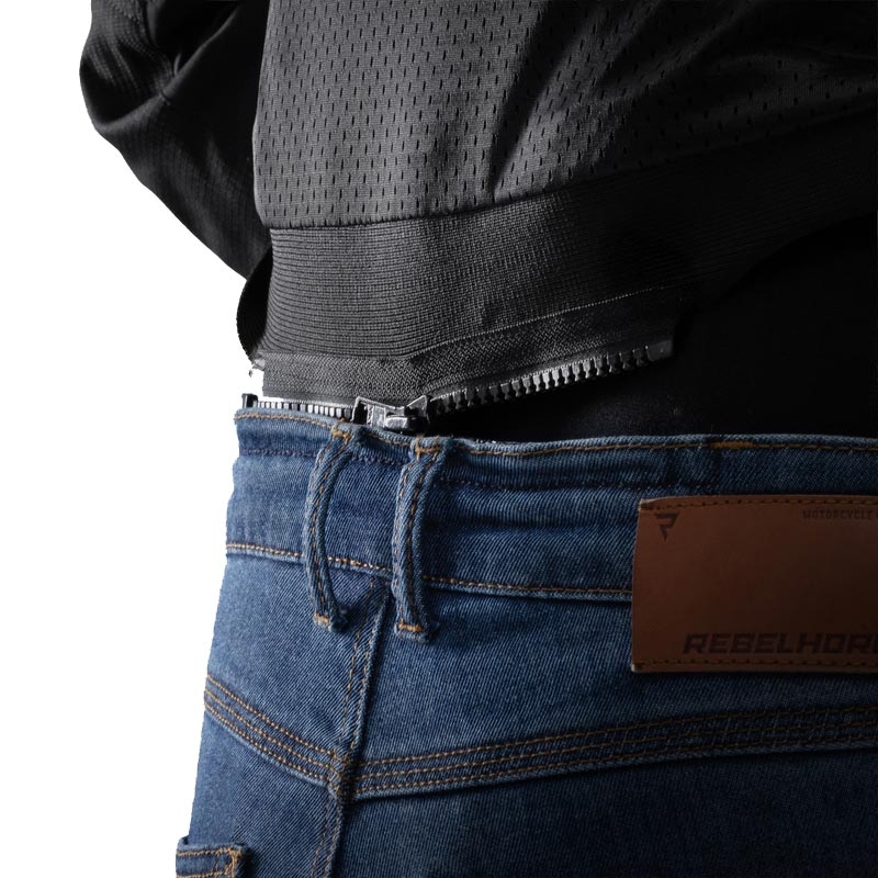 Giacca da motociclista Rebelhorn Swift nera-grigio scuro-rossa