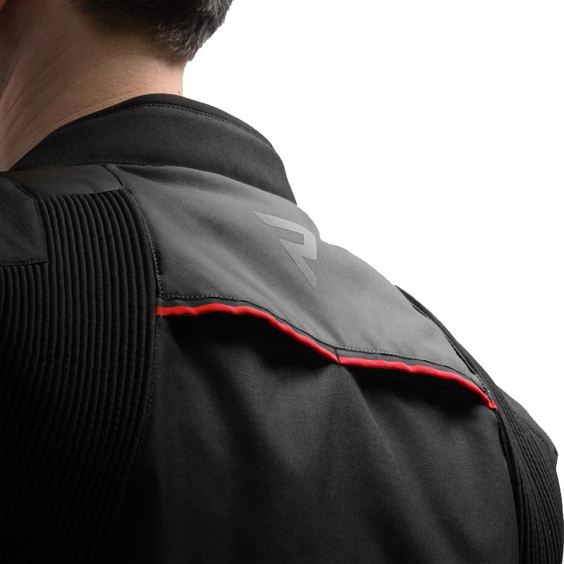 Giacca da motociclista Rebelhorn Swift nera-grigio scuro-rossa