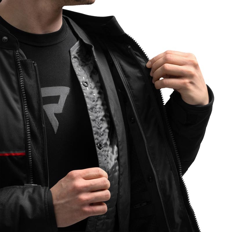 Giacca da motociclista Rebelhorn Swift nera-grigio scuro-rossa
