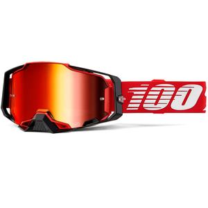 Occhiali da motocross 100% Armega rossi con plexiglass rosso