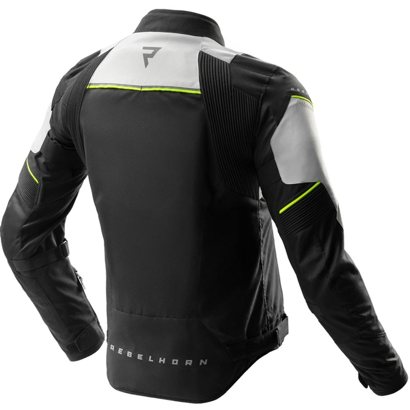 Giacca da motociclista Rebelhorn Swift grigio chiaro-giallo fluo