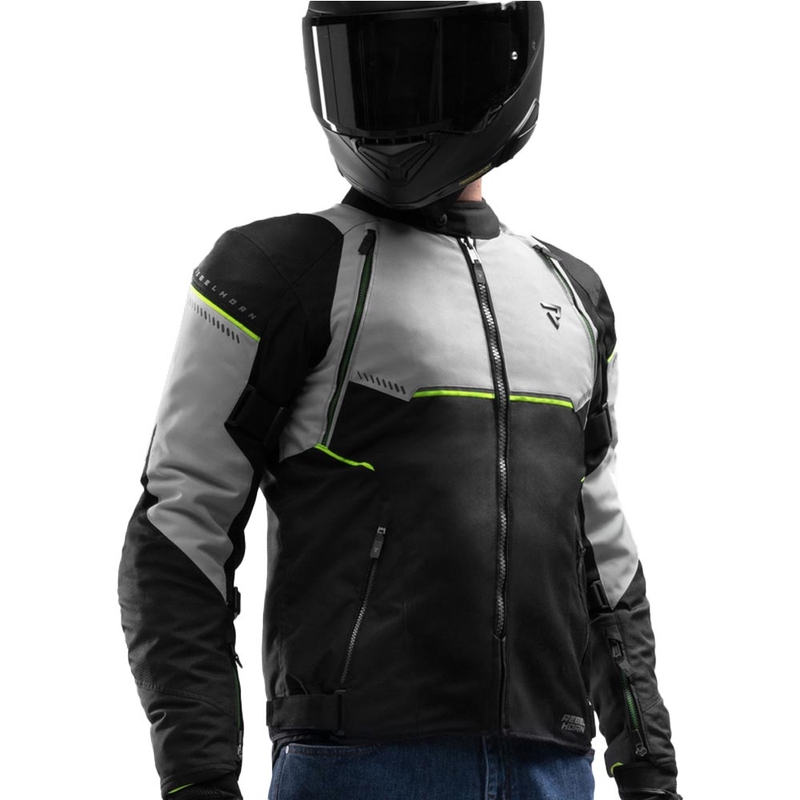 Giacca da motociclista Rebelhorn Swift grigio chiaro-giallo fluo