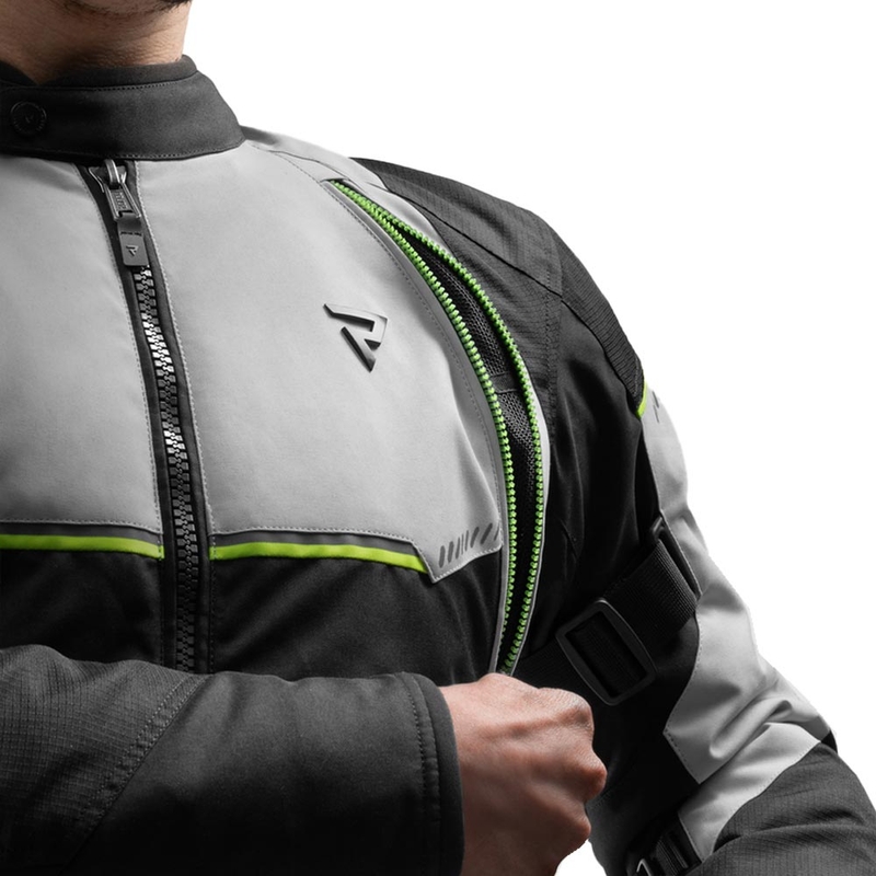 Giacca da motociclista Rebelhorn Swift grigio chiaro-giallo fluo