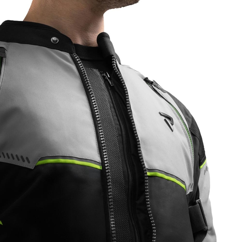 Giacca da motociclista Rebelhorn Swift grigio chiaro-giallo fluo