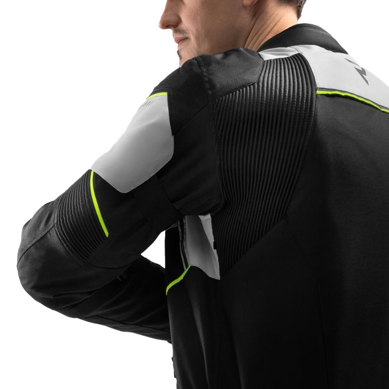 Giacca da motociclista Rebelhorn Swift grigio chiaro-giallo fluo