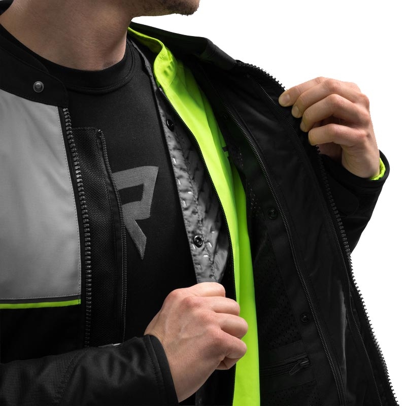 Giacca da motociclista Rebelhorn Swift grigio chiaro-giallo fluo