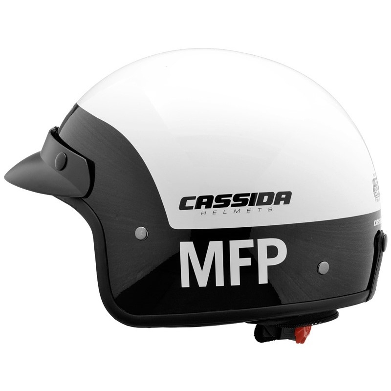 Otevřená přilba na motorku Cassida Police MFP černo-bílá