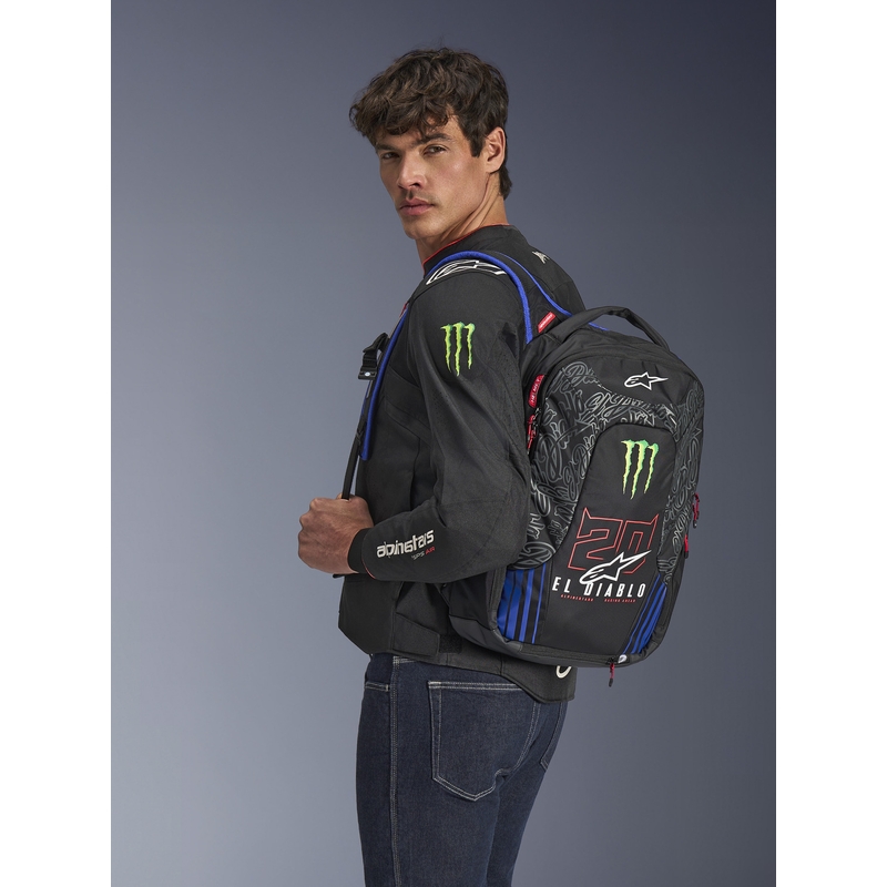 Zaino Alpinestars City Hunter V2 FQ20 Monster Collection Nero-Rosso Fluo-Blu-Verde 22 L