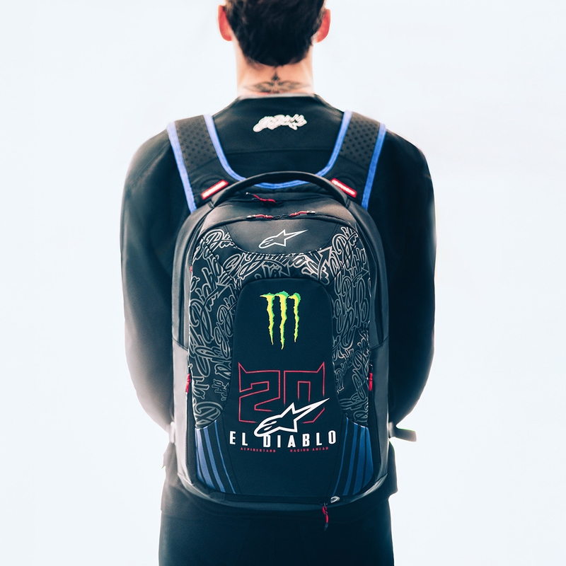 Zaino Alpinestars City Hunter V2 FQ20 Monster Collection Nero-Rosso Fluo-Blu-Verde 22 L