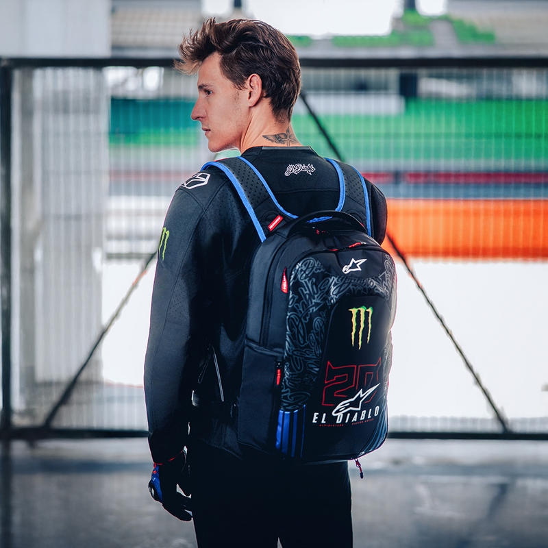 Zaino Alpinestars City Hunter V2 FQ20 Monster Collection Nero-Rosso Fluo-Blu-Verde 22 L