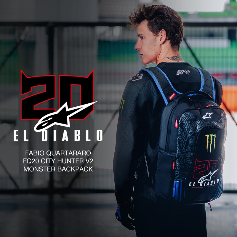 Zaino Alpinestars City Hunter V2 FQ20 Monster Collection Nero-Rosso Fluo-Blu-Verde 22 L