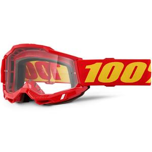 Occhiali da motocross 100% ACCURI 2 OTG rossi con plexiglass trasparente