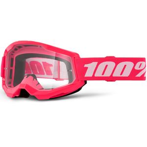 Occhiali da motocross 100% STRATA 2 NUOVI rosa con plexiglass trasparente