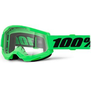 Occhiali da motocross 100% STRATA 2 NUOVI verde fluo con plexiglass trasparente