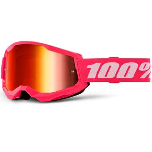 Occhiali da motocross 100% STRATA 2 NUOVI rosa con plexiglass rosso
