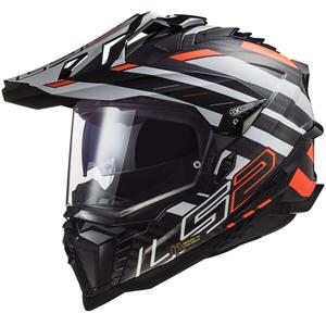 Casco da enduro LS2 MX701 Explorer C Edge 06 nero-grigio-arancio fluo
