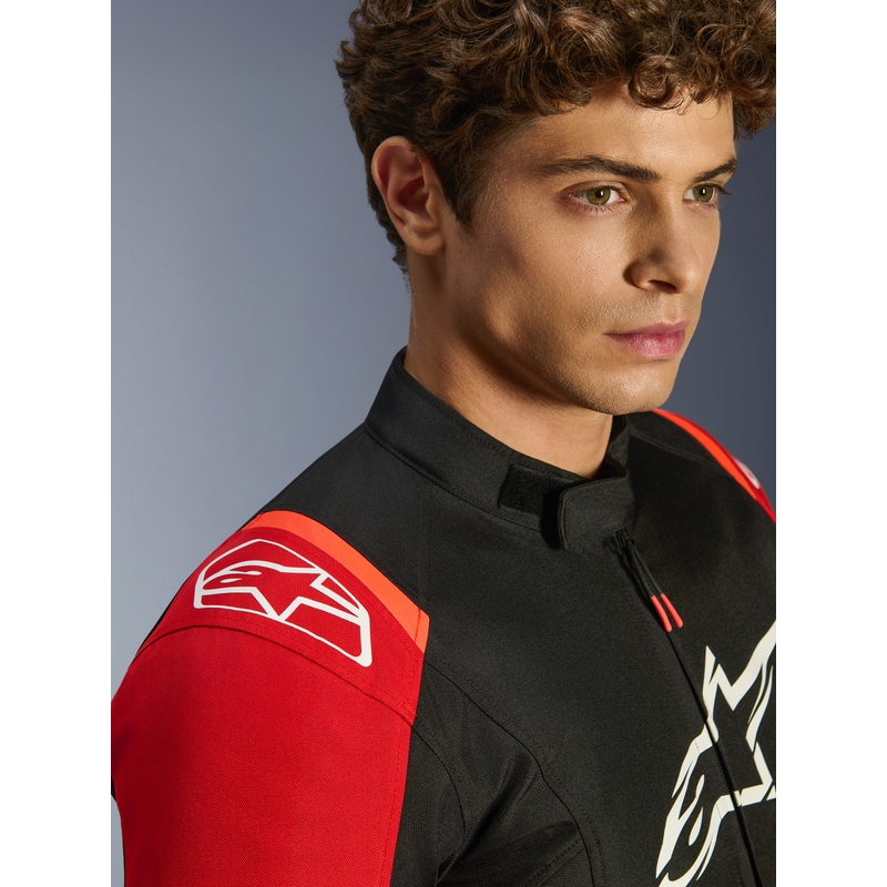 Giacca da moto impermeabile Alpinestars T-SPS 2 rosso-nero-bianco