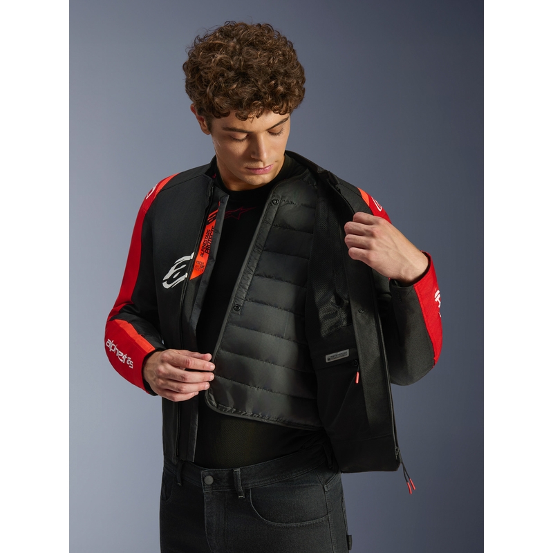 Giacca da moto impermeabile Alpinestars T-SPS 2 rosso-nero-bianco