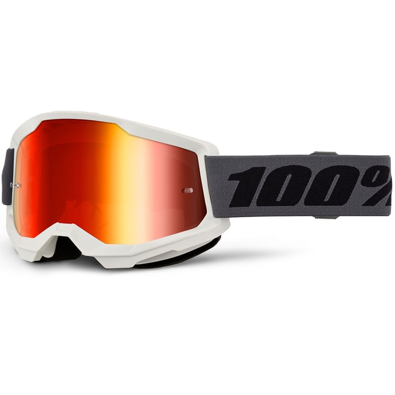Occhiali da motocross 100% STRATA 2 NUOVI grigi con plexiglass rosso