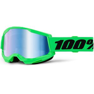 Occhiali da motocross 100% STRATA 2 NUOVI verde fluo con plexiglass blu