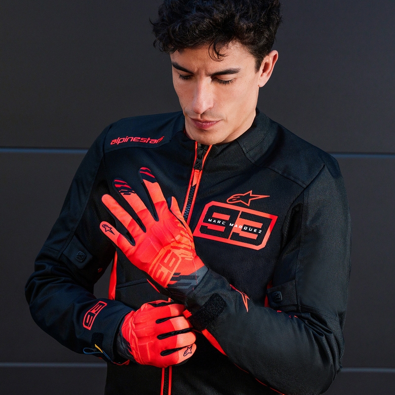 Guanti da moto Alpinestars Reef V2 MM93 Collezione Fluo Rosso-Rosso-Nero