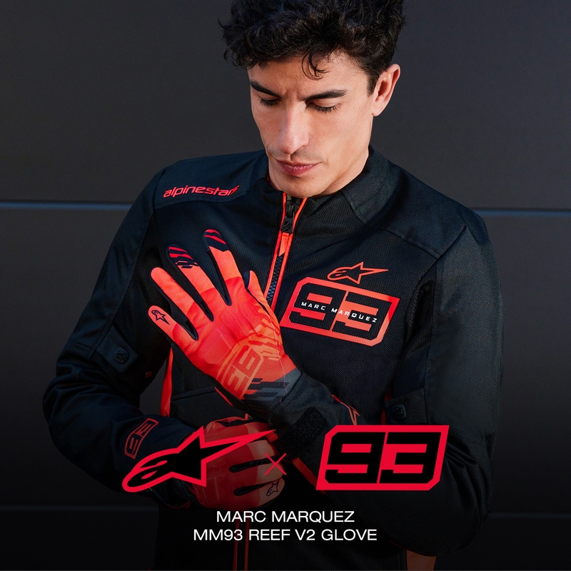 Guanti da moto Alpinestars Reef V2 MM93 Collezione Fluo Rosso-Rosso-Nero