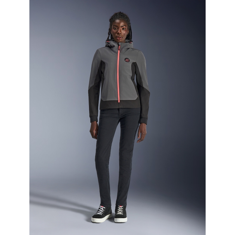 Giacca da moto da donna Alpinestars Stella Radium Tech Hoodie grigio scuro-nero-rosa