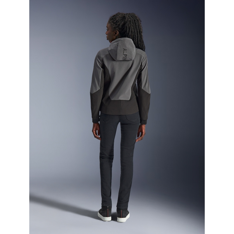 Giacca da moto da donna Alpinestars Stella Radium Tech Hoodie grigio scuro-nero-rosa