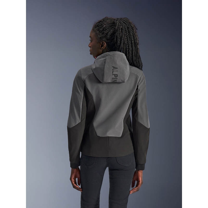 Giacca da moto da donna Alpinestars Stella Radium Tech Hoodie grigio scuro-nero-rosa