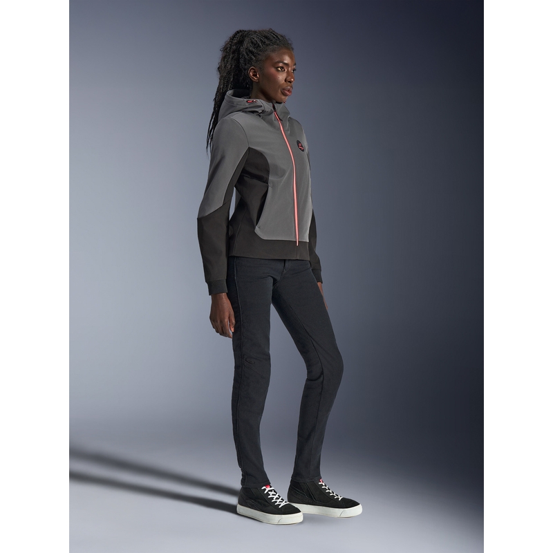 Giacca da moto da donna Alpinestars Stella Radium Tech Hoodie grigio scuro-nero-rosa