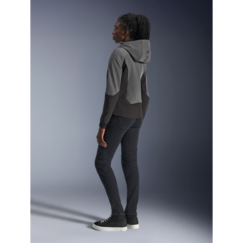Giacca da moto da donna Alpinestars Stella Radium Tech Hoodie grigio scuro-nero-rosa