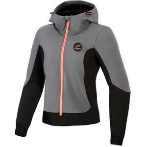 Giacca da moto da donna Alpinestars Stella Radium Tech Hoodie grigio scuro-nero-rosa