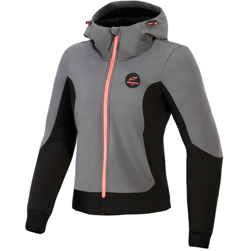 Giacca da moto da donna Alpinestars Stella Radium Tech Hoodie grigio scuro-nero-rosa