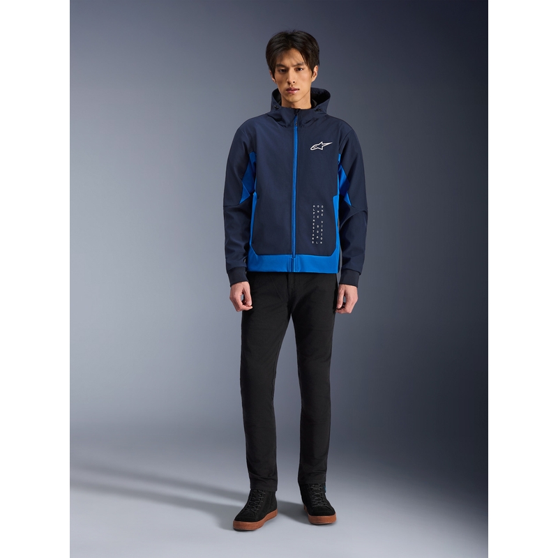 Felpa con cappuccio Alpinestars Radium Tech, felpa da motociclista blu scuro-blu