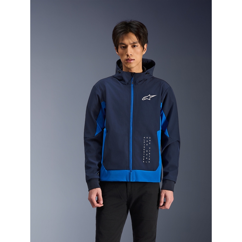 Felpa con cappuccio Alpinestars Radium Tech, felpa da motociclista blu scuro-blu