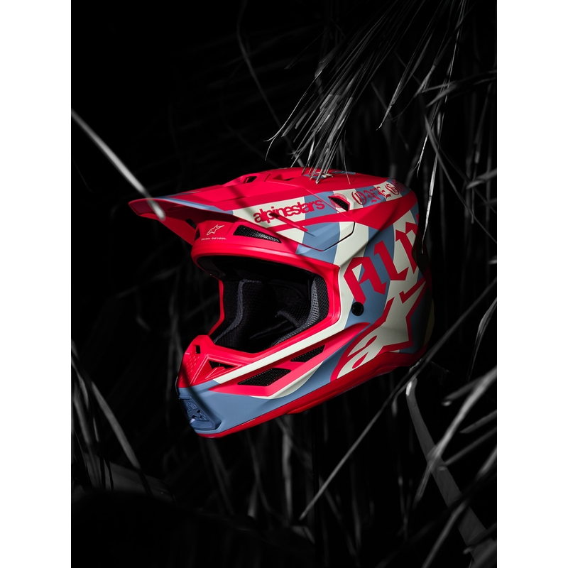 Casco da motocross Alpinestars Supertech S-M7 edizione limitata Beast Coast grigio-nero-arancione