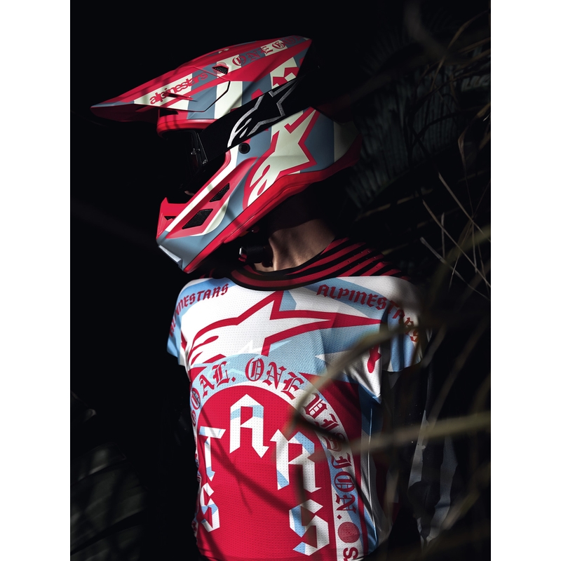 Casco da motocross Alpinestars Supertech S-M7 edizione limitata Beast Coast grigio-nero-arancione