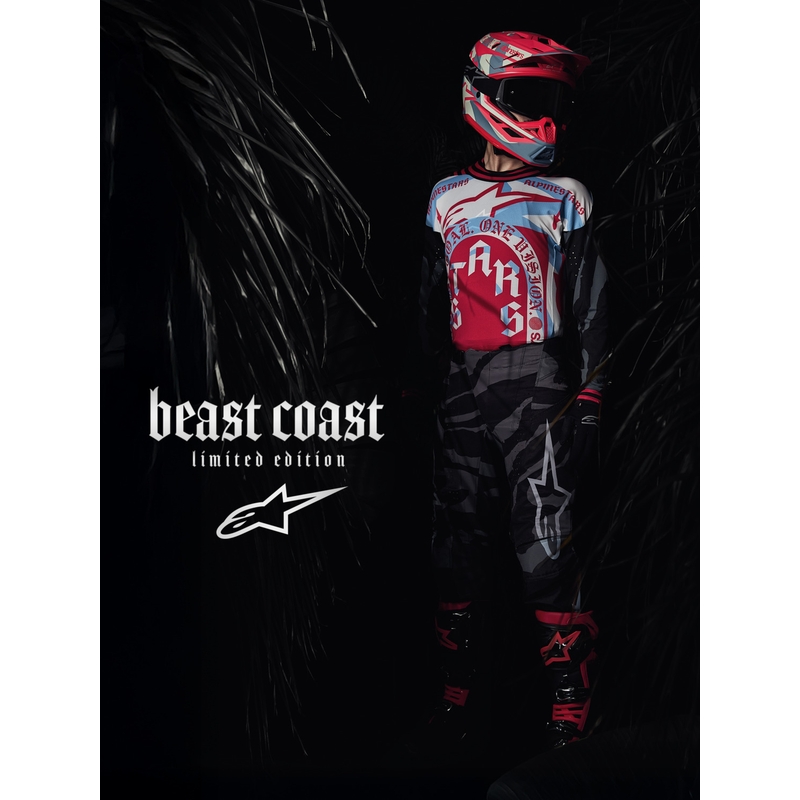 Casco da motocross Alpinestars Supertech S-M7 edizione limitata Beast Coast grigio-nero-arancione