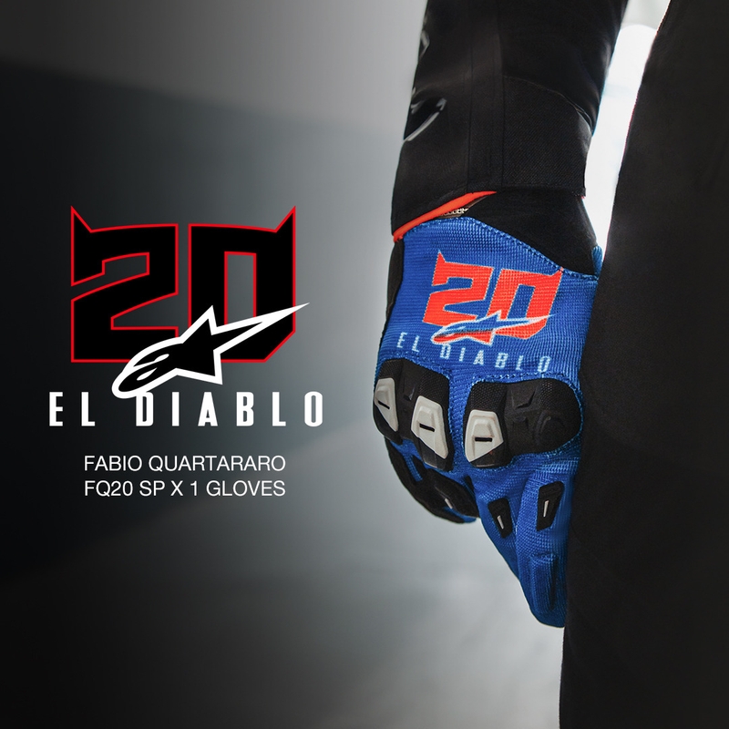 Collezione di guanti da moto Alpinestars SP X 1 FQ20 blu-nero-rosso fluo