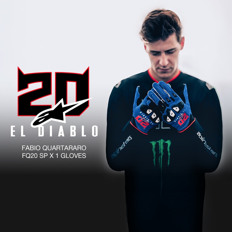 Collezione di guanti da moto Alpinestars SP X 1 FQ20 blu-nero-rosso fluo