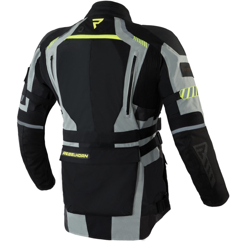 Giacca da moto Rebelhorn Patrol grigio-nero-giallo fluo