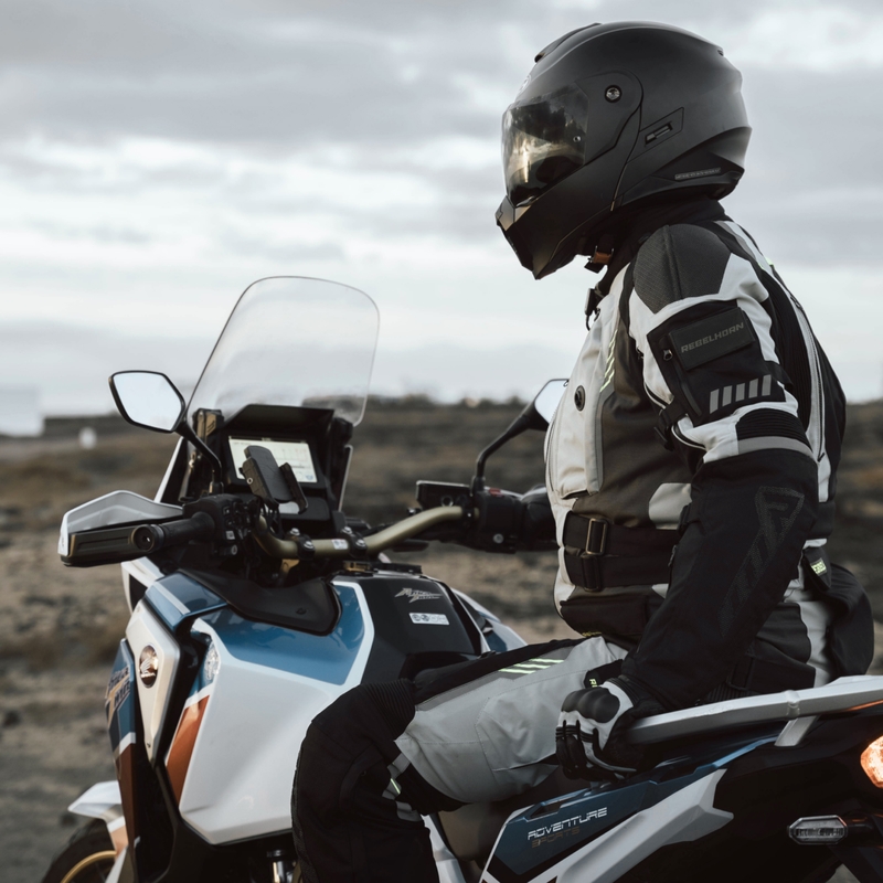 Giacca da moto Rebelhorn Patrol grigio-nero-giallo fluo
