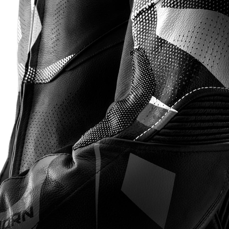 Giacca da motociclista in pelle Rebelhorn Inferno nera e bianca