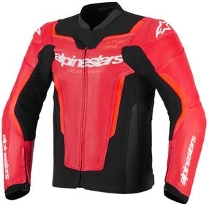 Giacca da moto in pelle Alpinestars GP Force V2 Airflow rosso fluo-nero-bianco
