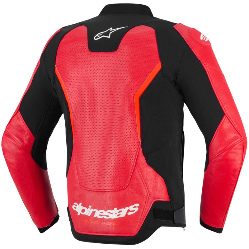 Giacca da moto in pelle Alpinestars GP Force V2 Airflow rosso fluo-nero-bianco