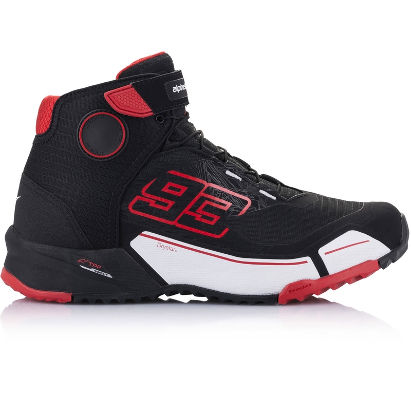 Collezione di stivali da moto Alpinestars CR-X Drystar MM93 nero-rosso-bianco