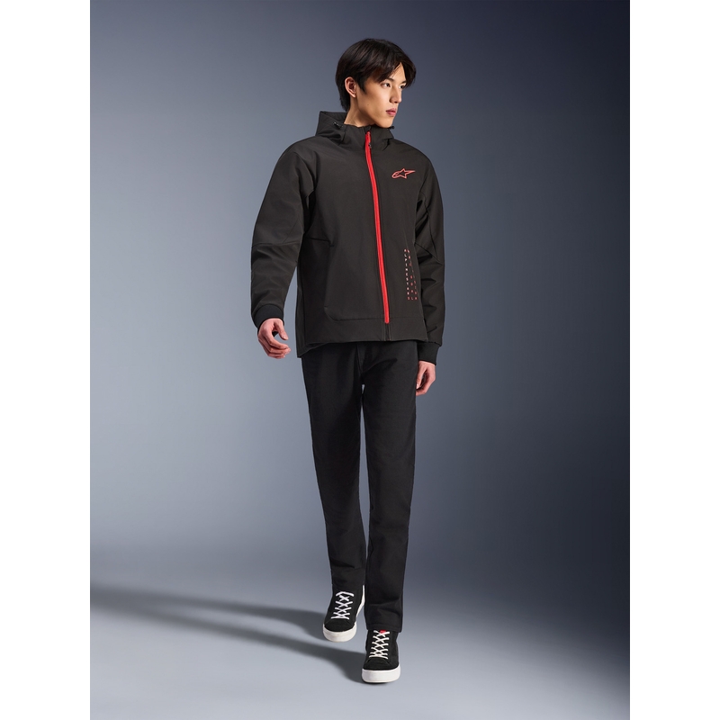 Felpa da motociclista Alpinestars RADIUM TECH HOODIE nera e rossa