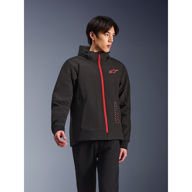 Felpa da motociclista Alpinestars RADIUM TECH HOODIE nera e rossa