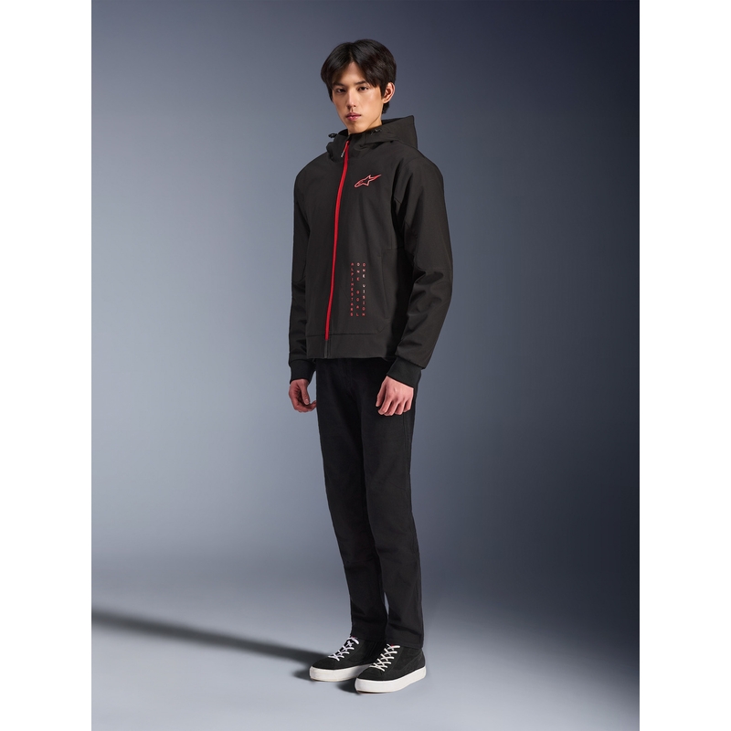 Felpa da motociclista Alpinestars RADIUM TECH HOODIE nera e rossa